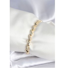 Pirinç Gold Renk Zirkon Taşlı Sarmal Model Kadın Bileklik