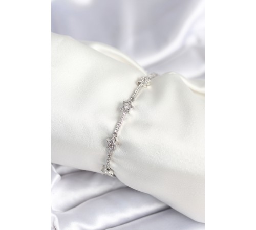 Pirinç Gümüş Renk Halley Yıldız Model Kadın Bileklik