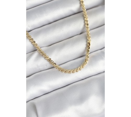 60 cm Gold Renk Pirinç Yassı Zincir Model Kadın Kolye