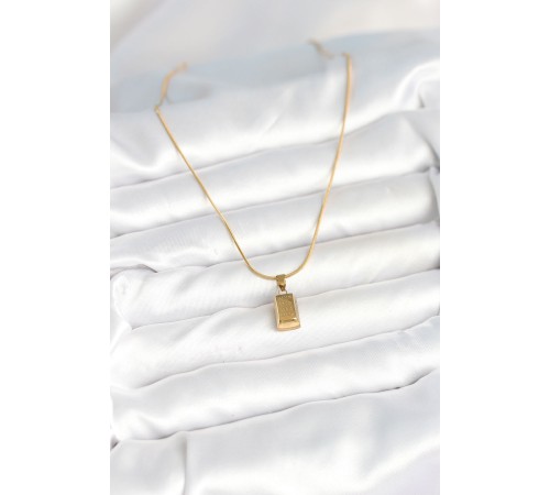 316L Çelik Gold Renk Mini Külçe Altın Model Kolye