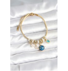 Pirinç Gold Renk Dünya Charmlı Kadın Bileklik