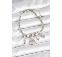 Pirinç Gümüş Renk Yaşam Ağacı Charmlı Kadın Bileklik