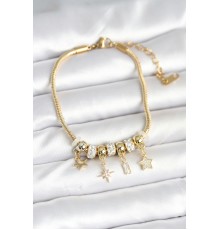 Pirinç Gold Renk Kutup Yıldızı Charmlı Kadın Bileklik