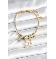 Pirinç Gold Renk Yıldız Charmlı Kadın Bileklik