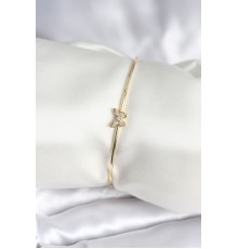 Kelebek Figürlü Zirkon Taşlı Gold Renk Pirinç Kadın Bileklik