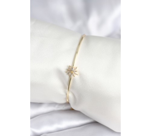 Yıldız Figürlü Gold Renk Pirinç Kadın Bileklik