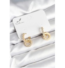 Gold Renk Pirinç Zirkon Taşlı Halka Model Kadın Küpe