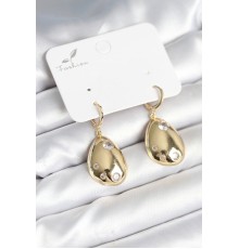 Gold Renk Pirinç Damla Model Kadın Küpe