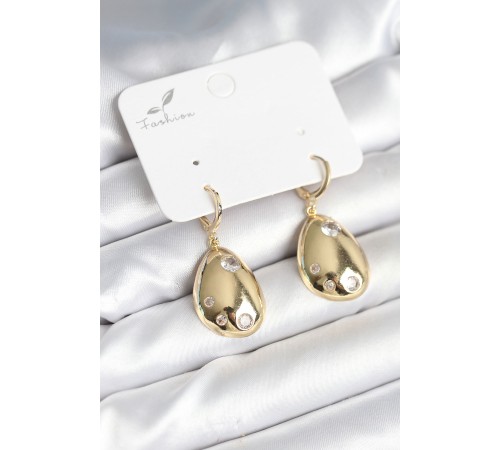 Gold Renk Pirinç Damla Model Kadın Küpe