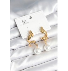 inci Detaylı Sarmal Model Gold Renk Pirinç Kadın Küpe