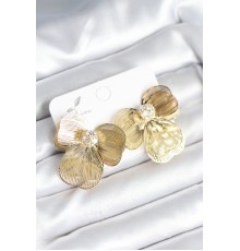 Çiçek Model Gold Renk Pirinç Kadın Küpe