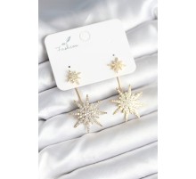 Kutup Yıldızı Model Zirkon Taşlı Pirinç Kadın Küpe