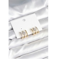 Kaburga Model Kutup Yıldızı Detaylı Gold Renk Kadın Küpe