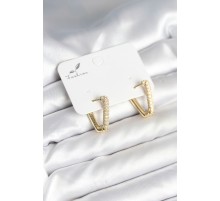 Üçgen Model Zirkon Taşlı Kadın Küpe