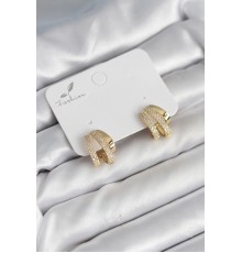 Zirkon Taşlı Gold Renk Kadın Küpe