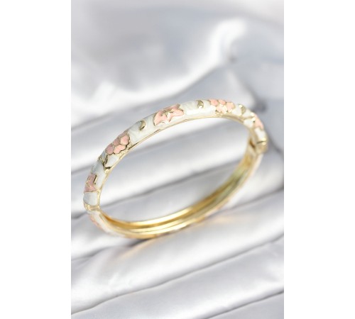 Beyaz Pembe Renk Detaylı Mineli Kelepçe