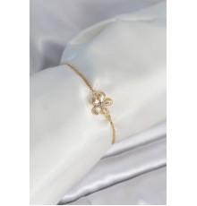 Çiçek Model Asansörlü Gold Renk Kadın Bileklik