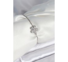 Çiçek Model Asansörlü Gümüş Renk Kadın Bileklik