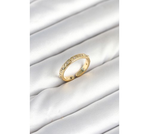 Pirinç Gold Renk Zirkon Taşlı Kadın Yüzük