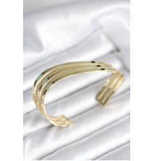 Eğik Şerit Model Gold Renk Pirinç Kadın Bileklik