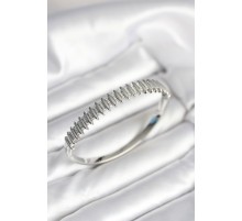 Gümüş Renk Zirkon Taşlı Pirinç Kadın Kelepçe