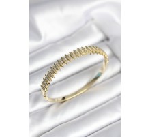 Gold Renk Zirkon Taşlı Pirinç Kadın Kelepçe