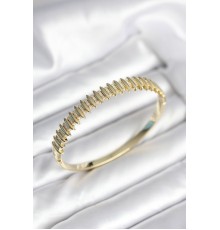 Gold Renk Zirkon Taşlı Pirinç Kadın Kelepçe