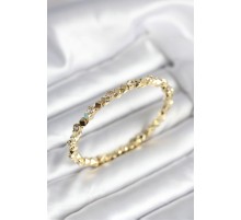 Zirkon Taşlı Küp Şerit Model Pirinç Gold Renk Kadın Bileklik