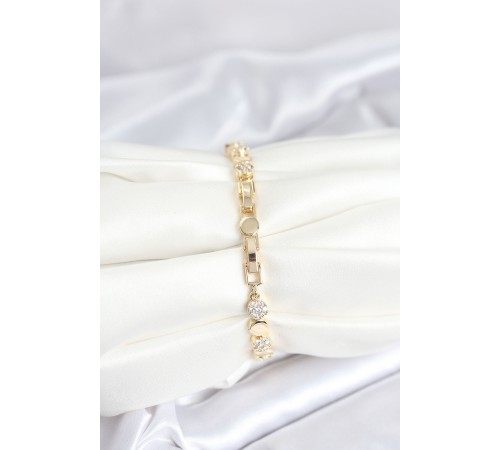 Pirinç Gold Renk Nokta Model Zirkon Taşlı Kadın Bileklik