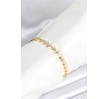Pirinç Gold Renk Balık Sırtı Model Zirkon Taşlı Kadın Bileklik