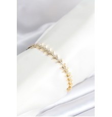 Pirinç Gold Renk Balık Sırtı Model Zirkon Taşlı Kadın Bileklik