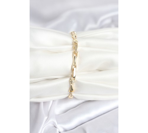 Pirinç Gold Renk Kemik Model Zirkon Taşlı Kadın Bileklik