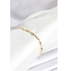 Pirinç Gold Renk Kemik Model Zirkon Taşlı Kadın Bileklik