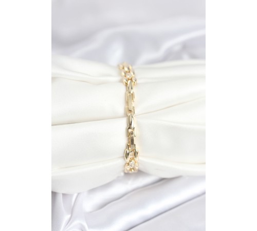 Pirinç Gold Renk Zincir Model Zirkon Taşlı Kadın Bileklik