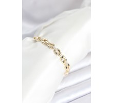 Pirinç Gold Renk Zincir Model Zirkon Taşlı Kadın Bileklik