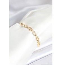 Pirinç Gold Renk Kare Zincir Model Zirkon Taşlı Kadın Bileklik