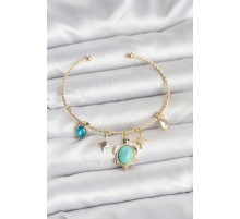 Caretta Caretta Charmlı Gold Renk Kadın Bileklik