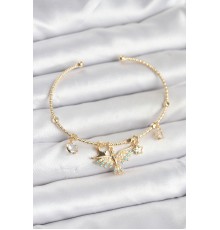 Anka Kuşu Charmlı Gold Renk Pirinç Kadın Bileklik
