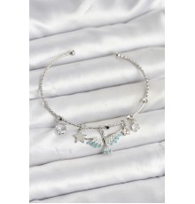 Anka Kuşu Charmlı Gümüş Renk Pirinç Kadın Bileklik