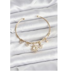 Güneş Charmlı Gold Renk Pirinç Kadın Bileklik