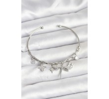 Yusufçuk Charmlı Gümüş Renk Pirinç Kadın Bileklik