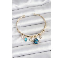 Gezegen Charmlı Gold Renk Pirinç Kadın Bileklik