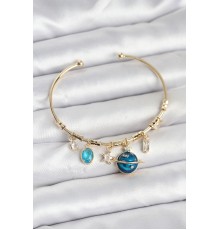 Gezegen Charmlı Gold Renk Pirinç Kadın Bileklik