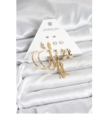 Gold Renk Pirinç Kadın 6 Çift Küpe Seti