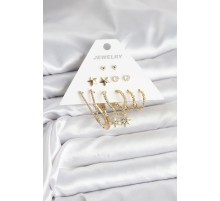 6 Çift Kadın Küpe Seti Gold Renk