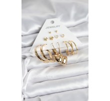 6 Çift Kadın Küpe Seti Gold Renk
