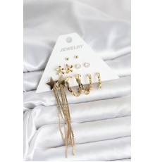 Pirinç Gold Renk 6 Çift Kadın Küpe Seti