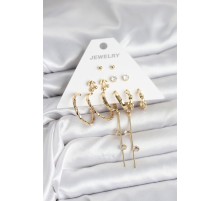 Gold Renk 6 Çift Pirinç Kadın Küpe Seti