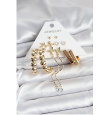 Gold Renk Pirinç 6 Çift Kadın Küpe Seti