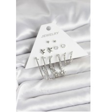 Pirinç Gümüş Renk Küpe Seti 6'lı